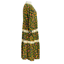 Load image into Gallery viewer, Briton Court Boho Dress Abstract Floral Print Tiered Midi 100 Rayon Large
