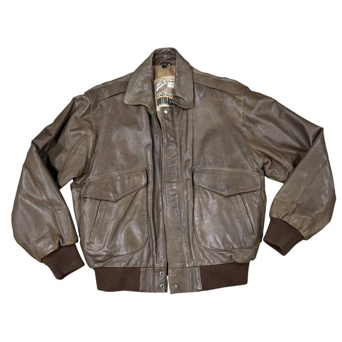 New Zealand Outback VTG 90s Brown Leather Bomber Jacket Medium