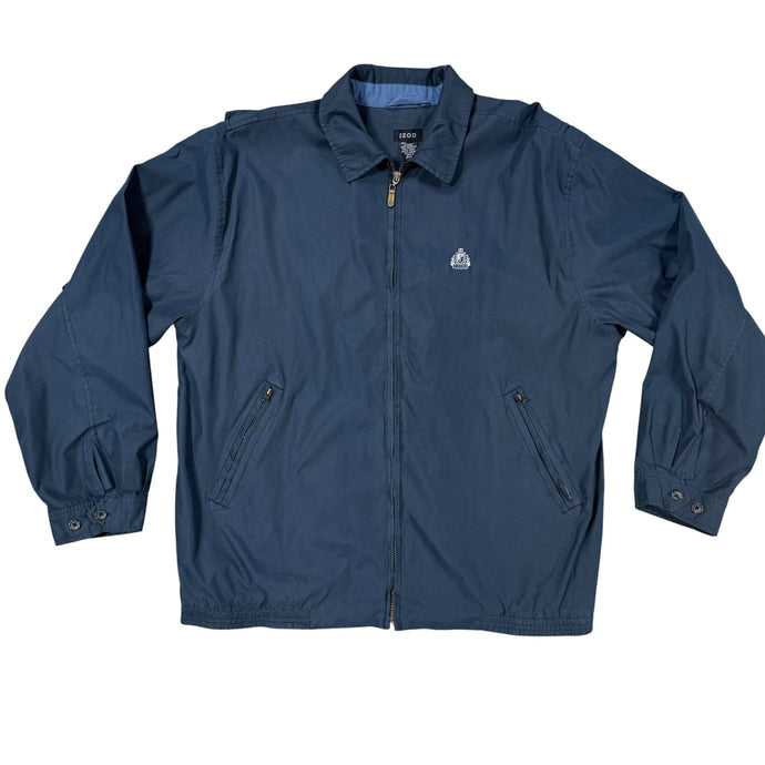90s IZOD Crest Logo Windbreaker Jacket Navy Zip Front XL