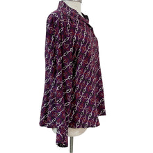 Load image into Gallery viewer, Purple Silk Chain Link Print Long Sleeve Button Down Blouse
