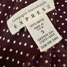 Load image into Gallery viewer, 90s Compagnie Internationale Express Plum Polka Dot Rayon Wide Leg Jumpsuit S
