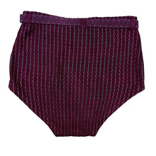 Load image into Gallery viewer, Vintage 1940s MacDougall Sportswear Burgundy Pinstripe Wool Swim Trunks Belted
