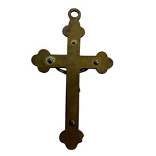 Load image into Gallery viewer, 1940s Blue Enamel Brass Crucifix Cross Pendant
