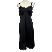 Load image into Gallery viewer, Vintage 60s Vanity Fair Black Nylon Slip Dress Size 36 Made in USA
