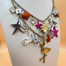 Load image into Gallery viewer, Y2K Betsey Johnson Tropical Flamingo Cocktail Charm Necklace
