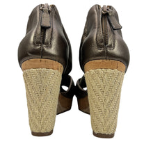 Load image into Gallery viewer, Clarks Bronze Leather Wedge Sandals
