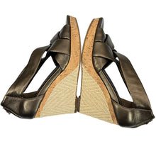 Load image into Gallery viewer, Clarks Bronze Leather Wedge Sandals
