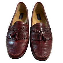 Load image into Gallery viewer, Vintage Croc Embossed Leather Tassel Loafers 14D
