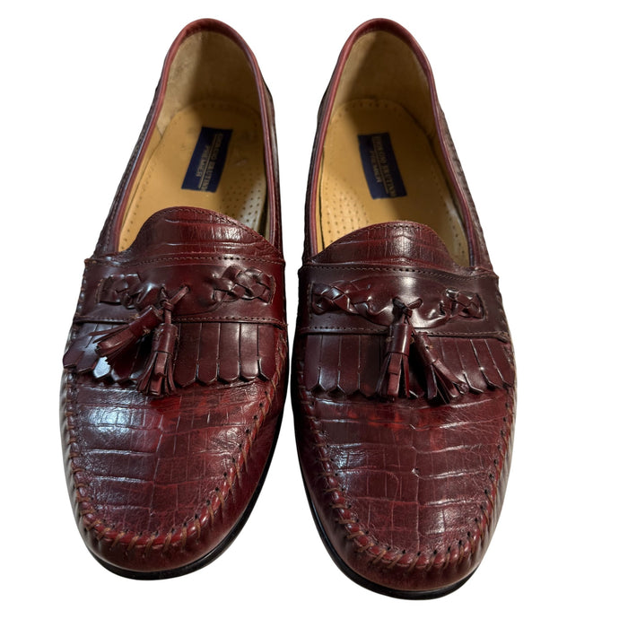Vintage Croc Embossed Leather Tassel Loafers 14D
