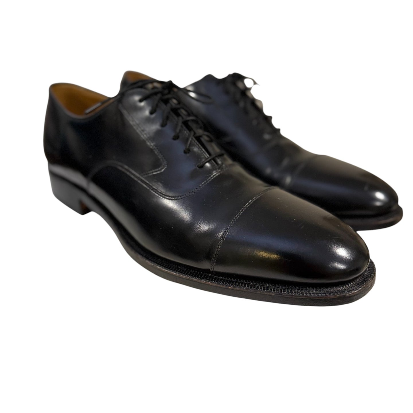 Johnston & Murphy Handcrafted Black Leather Cap Toe Oxfords Size 10