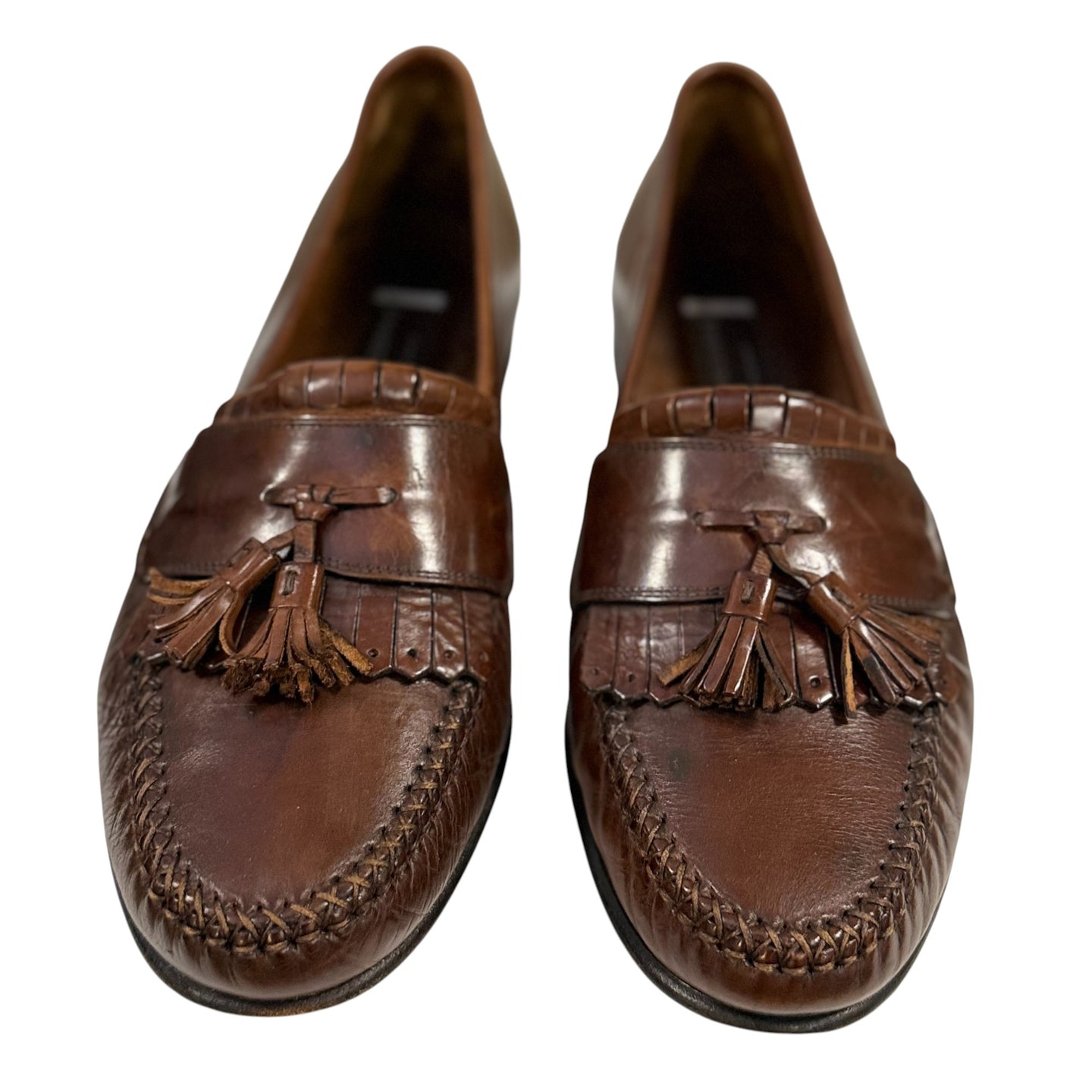 VTG 80s Johnston & Murphy Brown Leather Tassel Loafers Size 10.5