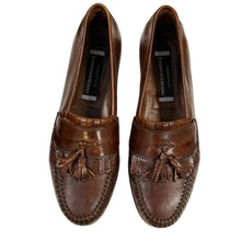 Load image into Gallery viewer, VTG 80s Johnston &amp; Murphy Brown Leather Tassel Loafers Size 10.5
