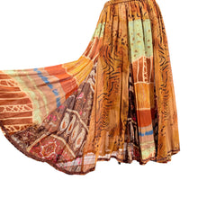 Load image into Gallery viewer, Y2K Tuscan Mom Boho Patchwork Tiger Print Rayon Maxi Skirt Medium
