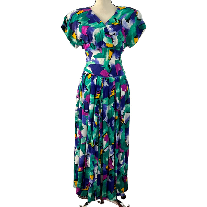 Vintage 80s R.E.O. Dress Secretary Geek Chic Size 8