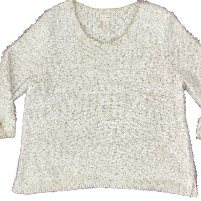 CHICO'S Eyelash Fuzzy Sweater Size 3