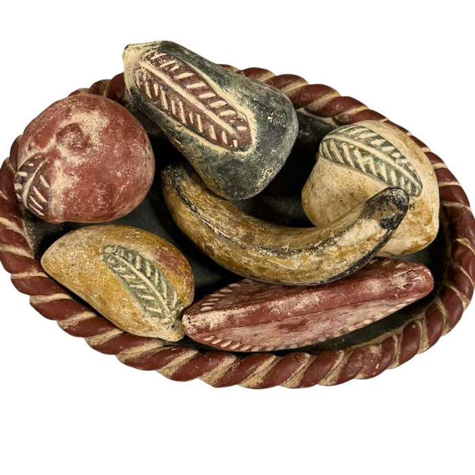 Vintage Mexican Folk Art Pottery Fruit Set