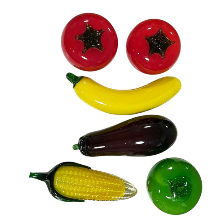 Mid Century Veggie Art Glass Set