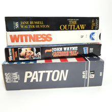 Load image into Gallery viewer, VHS Movie Lot The Outlaw  Witness Sagebrush Trail &amp; Patton

