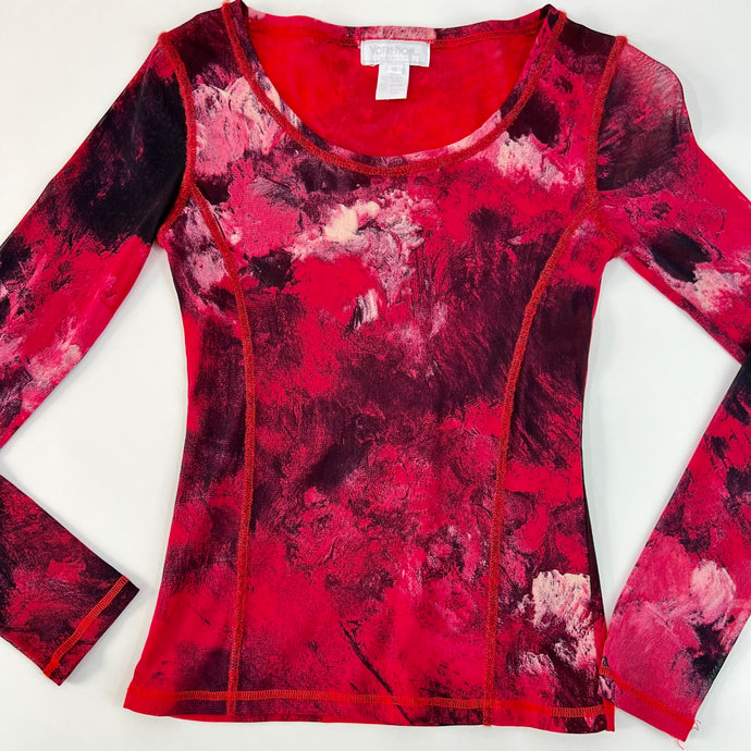 Y2K Sheer Long Sleeve Top Size Medium