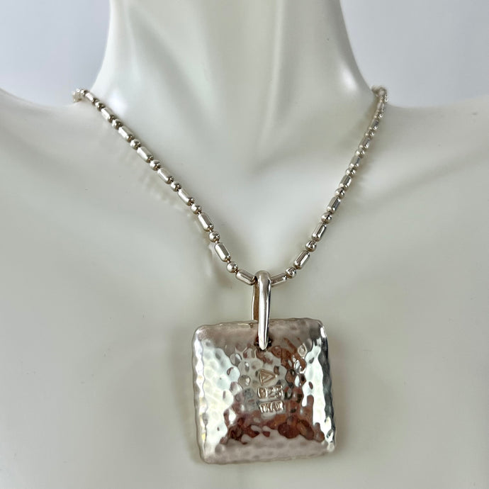 Sterling Silver Square Hammered Pendant 1