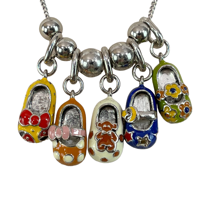 Vintage 925 Italy Necklace with Enamel Charms