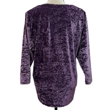 Load image into Gallery viewer, Umgee Boho Purple Pleat Shoulder Velvet Long Sleeve Top Size Medium
