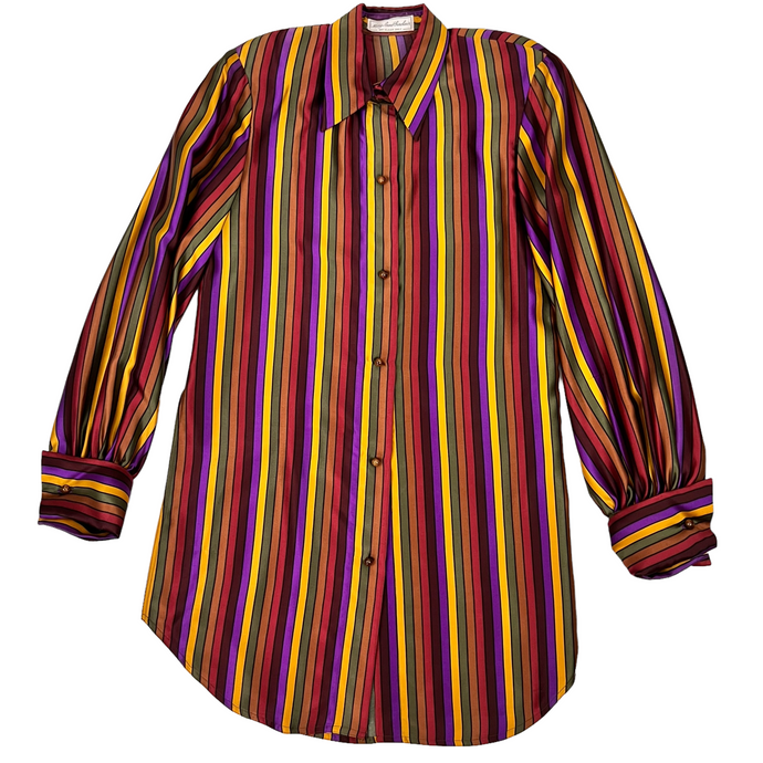 90s Vintage Silk Shirt with Pants Outfit Set Size Large