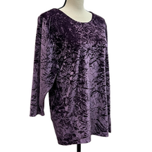 Load image into Gallery viewer, Umgee Boho Purple Pleat Shoulder Velvet Long Sleeve Top Size Medium

