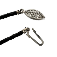 Load image into Gallery viewer, Vintage Black Glass Bead Station Necklace Extra Long 60&quot;
