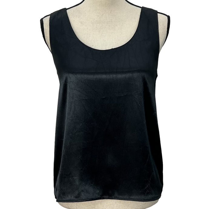 90s Black Satin Top Size 8
