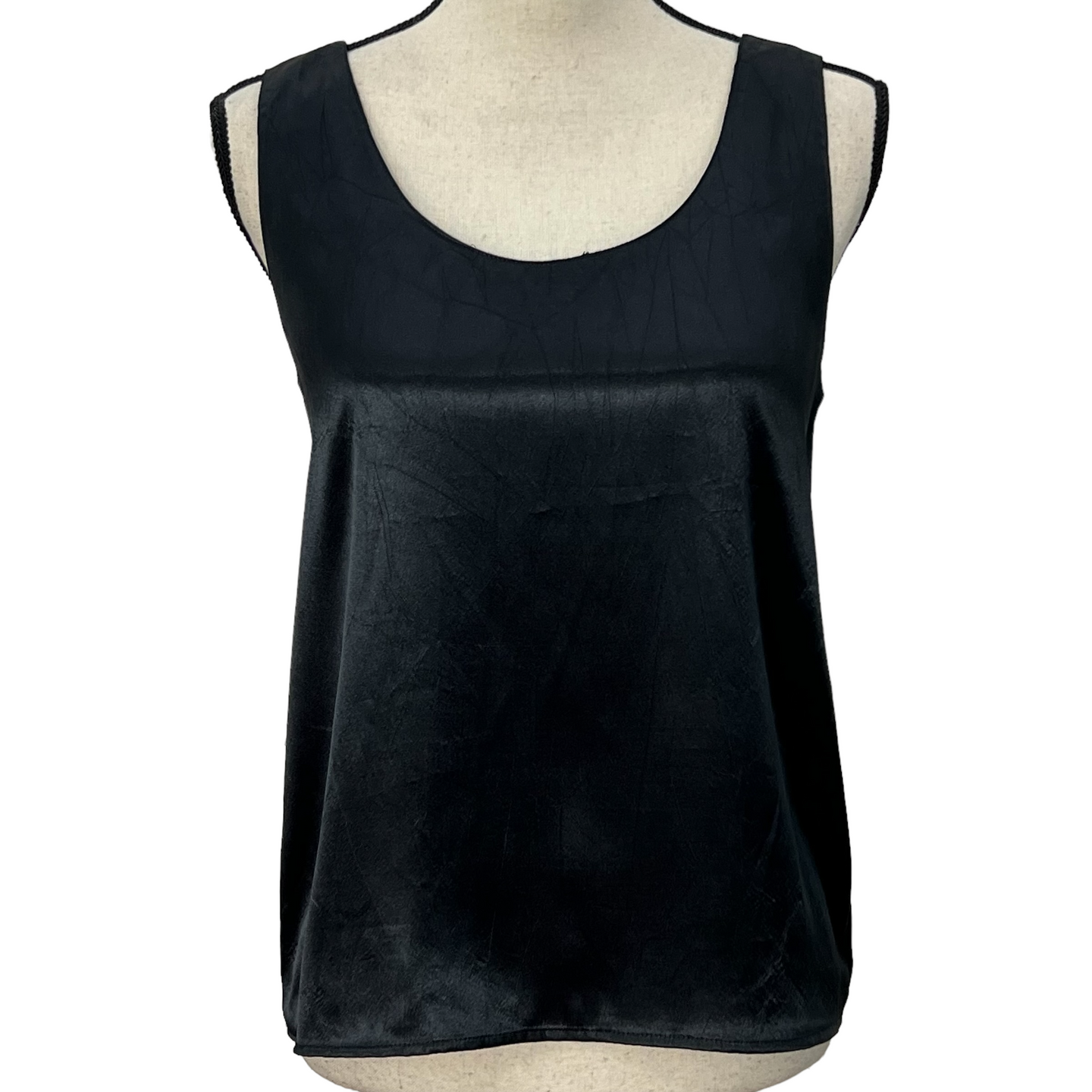 90s Black Satin Top Size 8