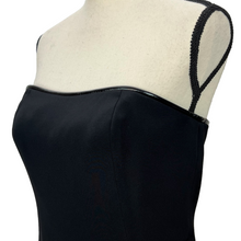 Load image into Gallery viewer, Y2k Worth Black Silk Cocktail Dress with Leather Trim Size 6
