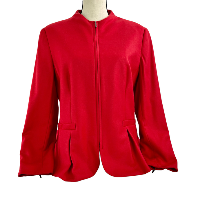 Vintage Escada Lacquer Red Cashmere Wool Blazer Size 16