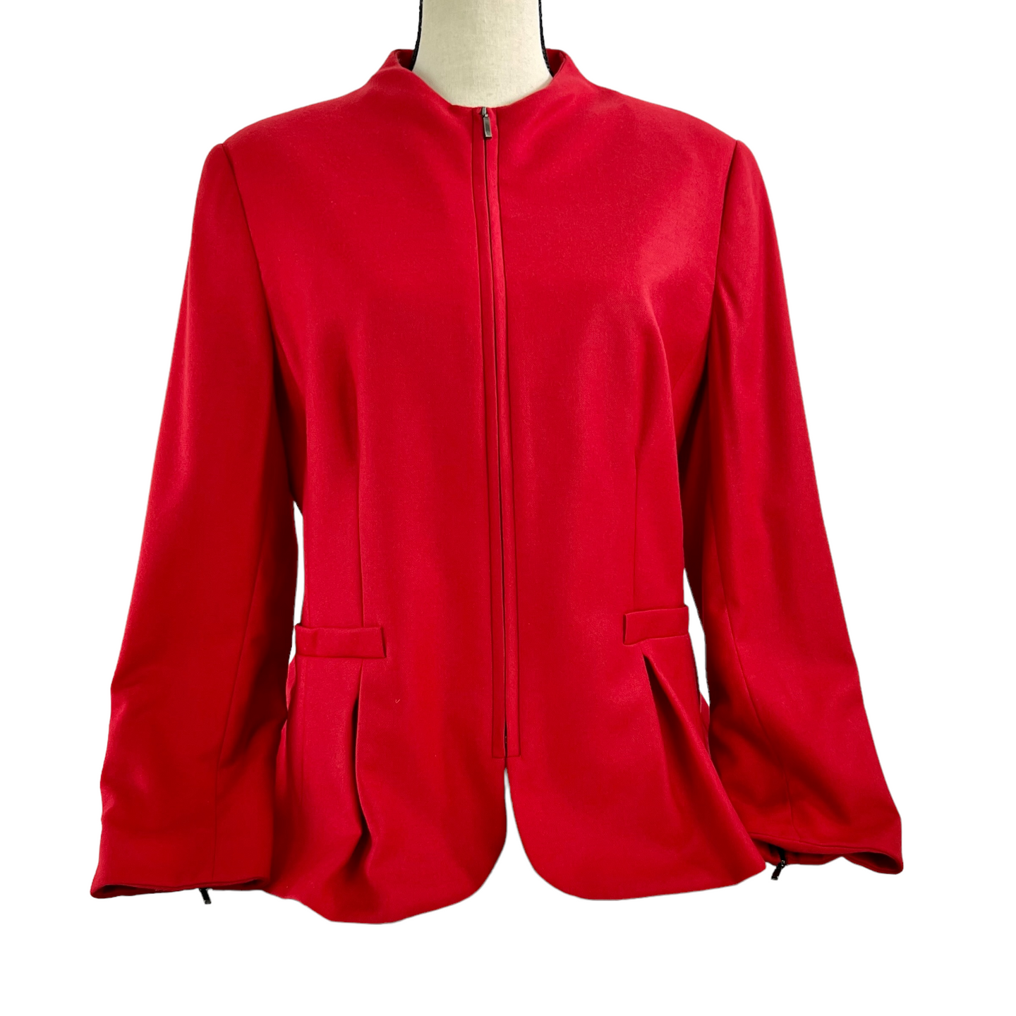 Vintage Escada Lacquer Red Cashmere Wool Blazer Size 16