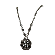 Load image into Gallery viewer, Brighton Silver Crystal Marcasite Circle Pendant Necklace 19&quot;
