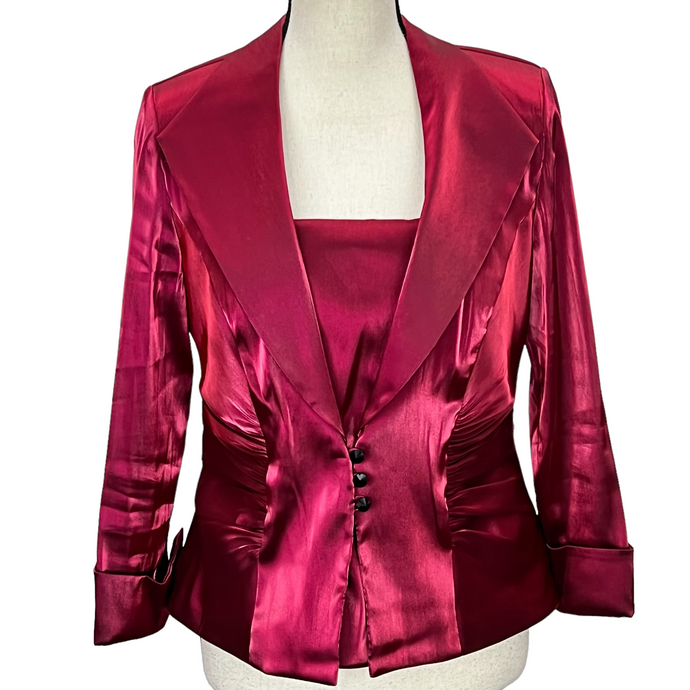 Y2K Metallic Women Red Blazer and Tank Set Size 10