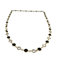 Load image into Gallery viewer, Swarovski Crystal Black and Gold Bezel Continuous Necklace 34&quot;
