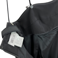 Load image into Gallery viewer, Y2k Worth Black Silk Cocktail Dress with Leather Trim Size 6
