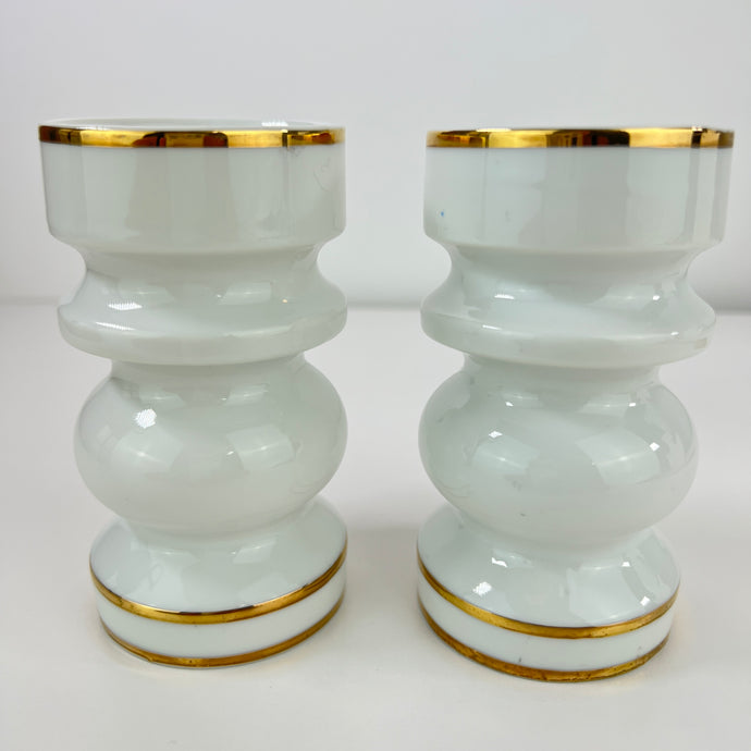Shafford White & Gold Candlestick Set Made In Japan
