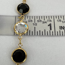 Load image into Gallery viewer, Swarovski Crystal Black and Gold Bezel Continuous Necklace 34&quot;
