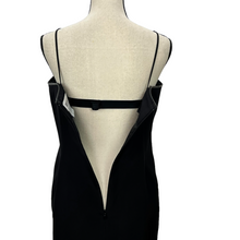Load image into Gallery viewer, Y2k Worth Black Silk Cocktail Dress with Leather Trim Size 6
