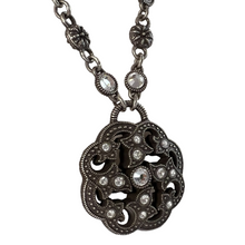 Load image into Gallery viewer, Brighton Silver Crystal Marcasite Circle Pendant Necklace 19&quot;
