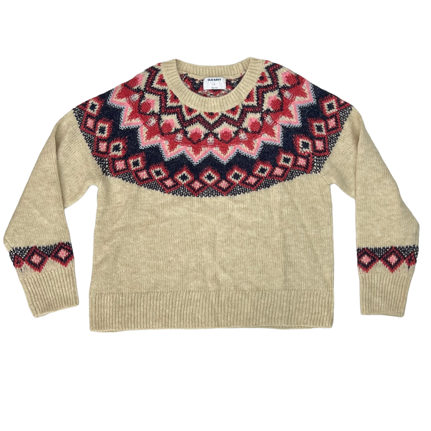 Old Navy Crew Neck Fair Isle Knit Sweater Size Medium