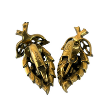 Load image into Gallery viewer, Vintage 60s Coro Leaf Clip on Mid-Century Women&#39;s Earrings 1 1/4&quot;
