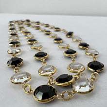 Load image into Gallery viewer, Swarovski Crystal Black and Gold Bezel Continuous Necklace 34&quot;
