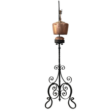 Load image into Gallery viewer, Antique Copper Tea Kettle on Wrought Iron Stand
